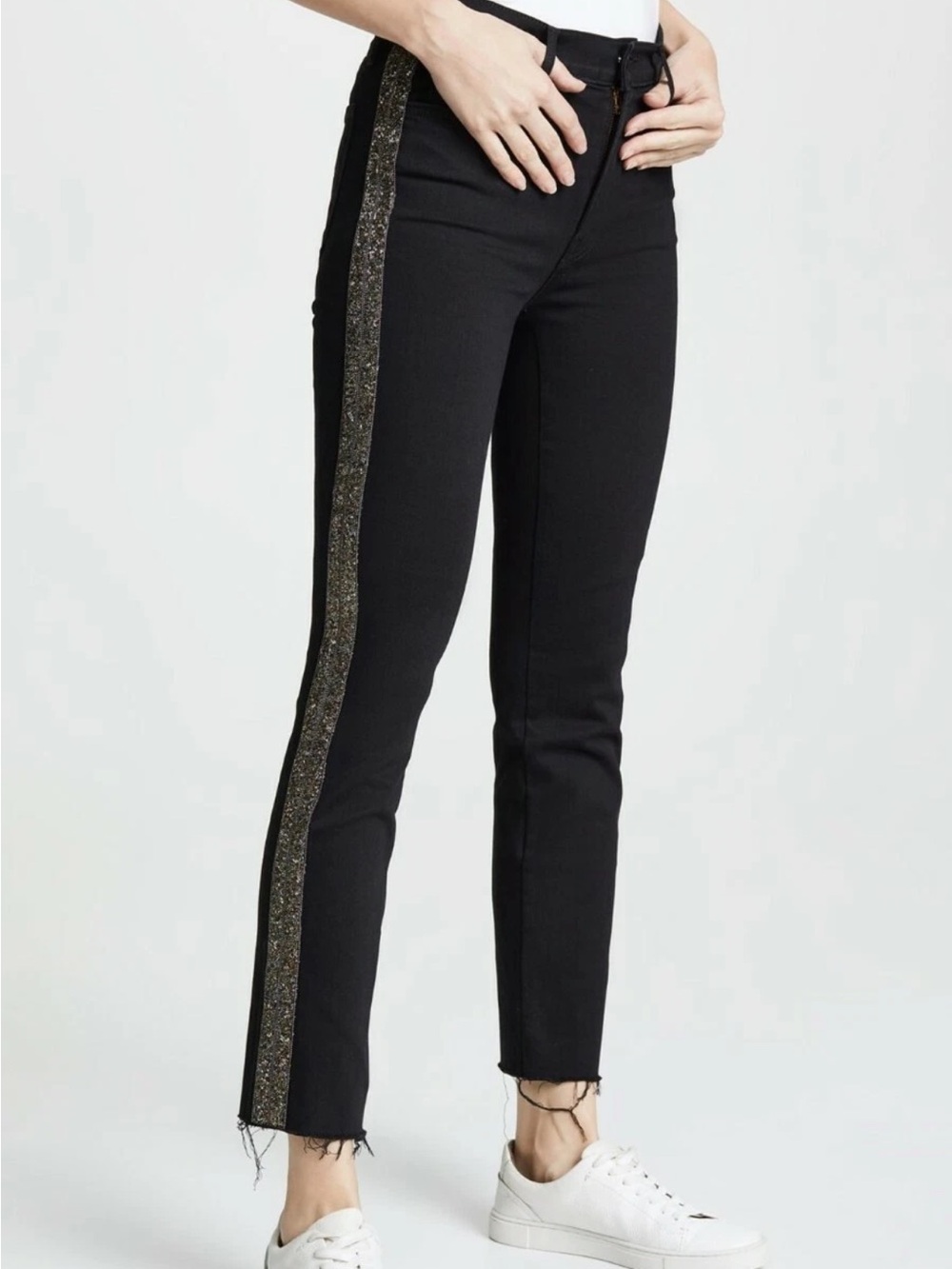MOTHER The Rascal Ankle Fray Beaded Jeans
